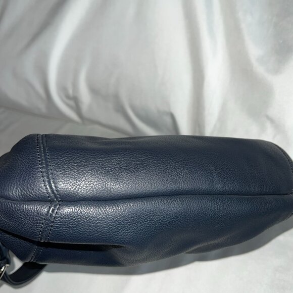 Aurielle Navy Leather Shoulder Bag With Zip Exterior Pocket & Soft Handle - Picture 5 of 5